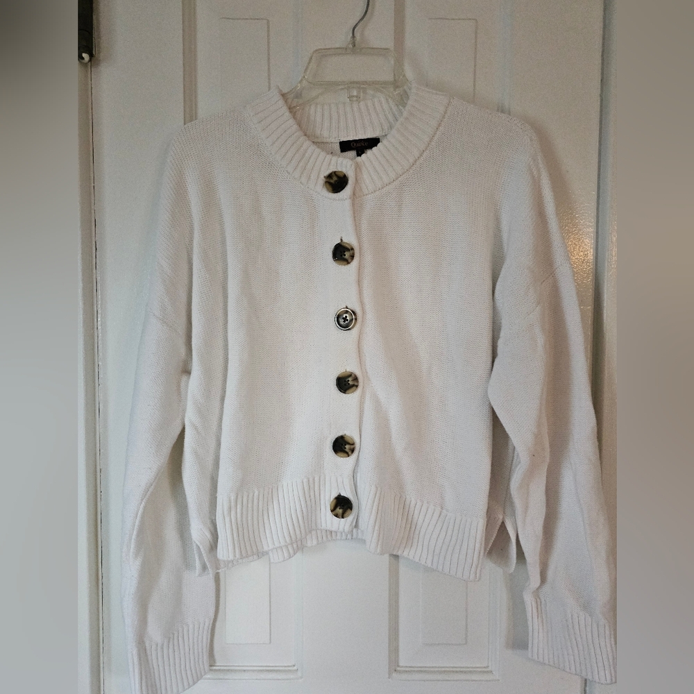 QUINCE Ivory Cotton Cardigan